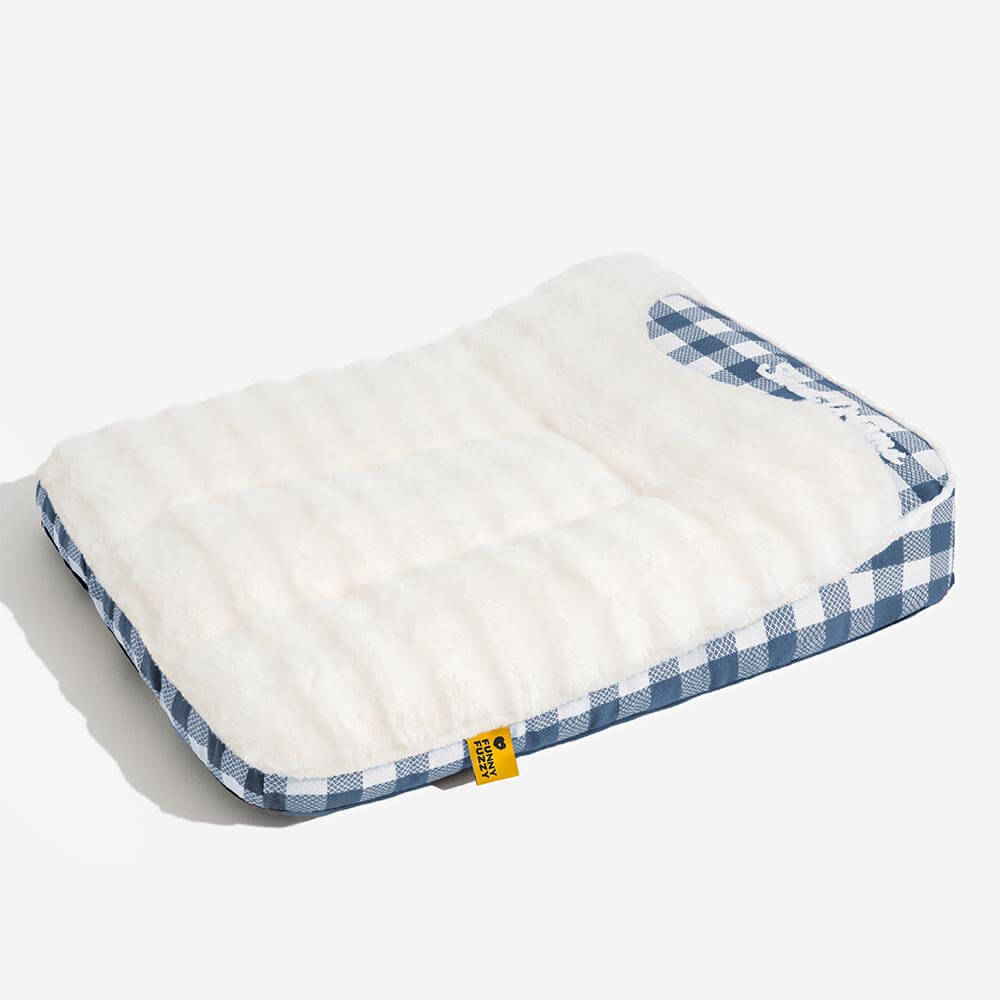 Large Classic Check Headrest Rectangle Orthopedic Dog Bed - Dreamy wave