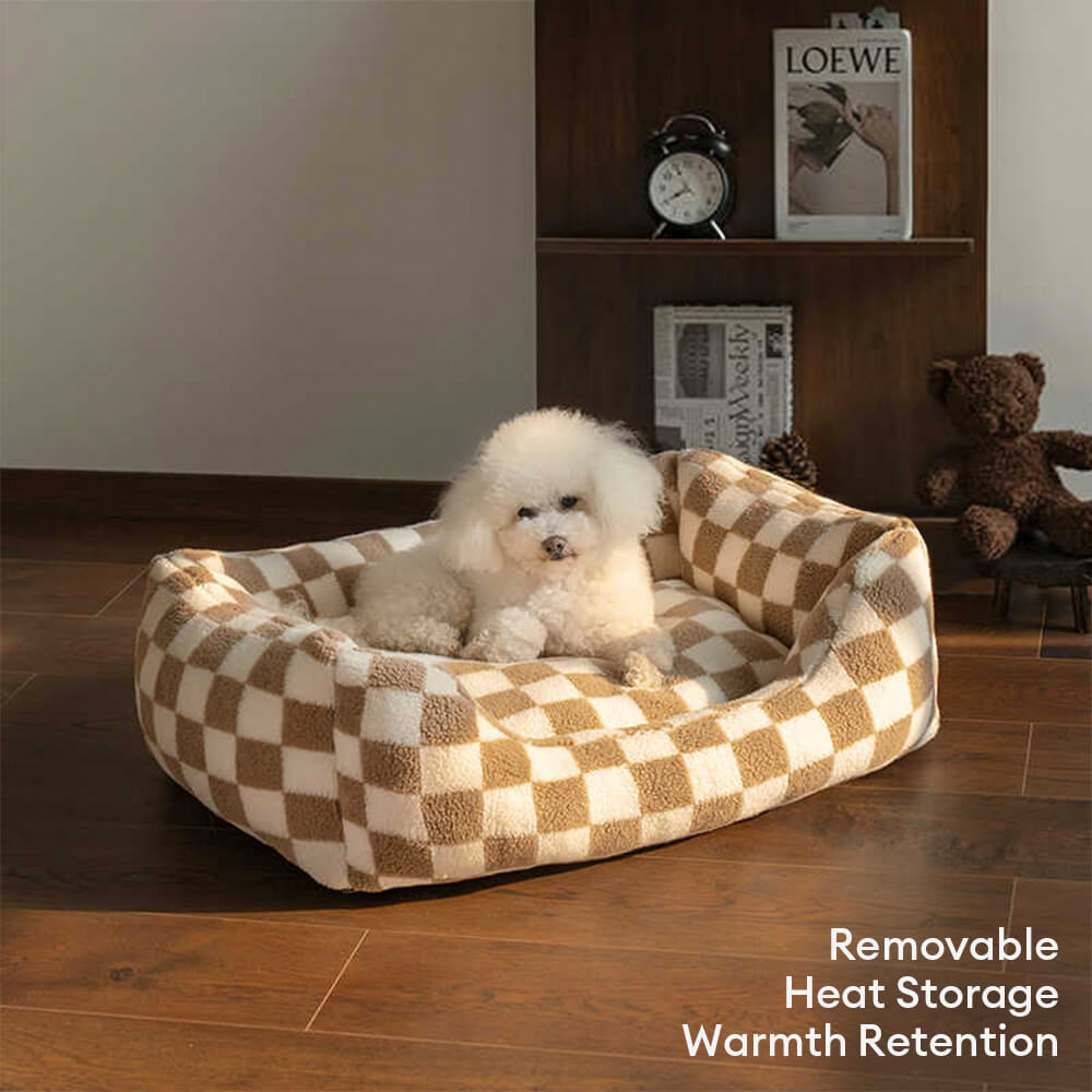 Stylish Checkerboard Warmth Removable Washable Dog Sofa Bed