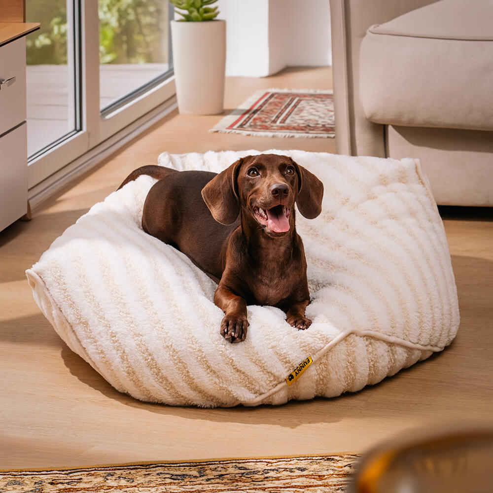 Trendy Striped Pattern Polygonal Calming Bean Bag Dog Bed